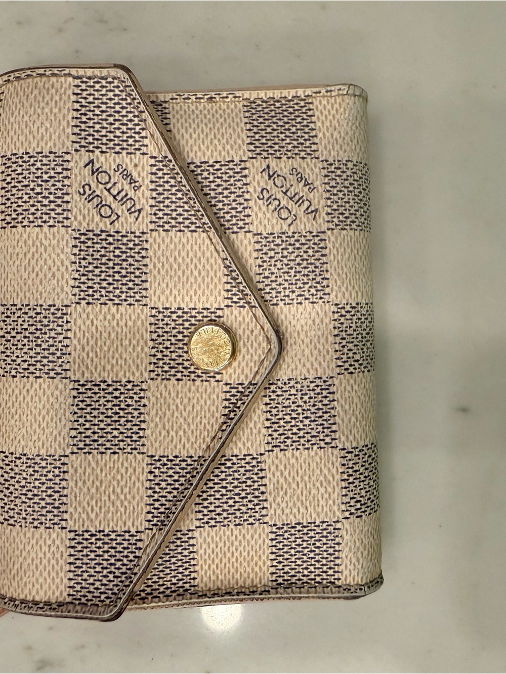 Louis Vuitton Damier Azur Envelope Wallet in Cream and Blue-Grey